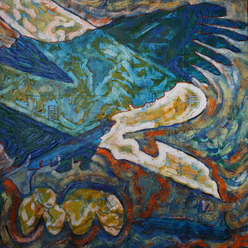 Migrations: Aerolineas, mixed media/acrylic, 2011
