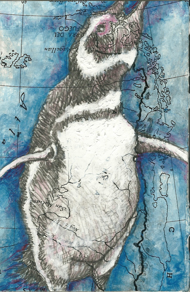 Wish You Were Here (private coll.) acrylic, mixed media, paper