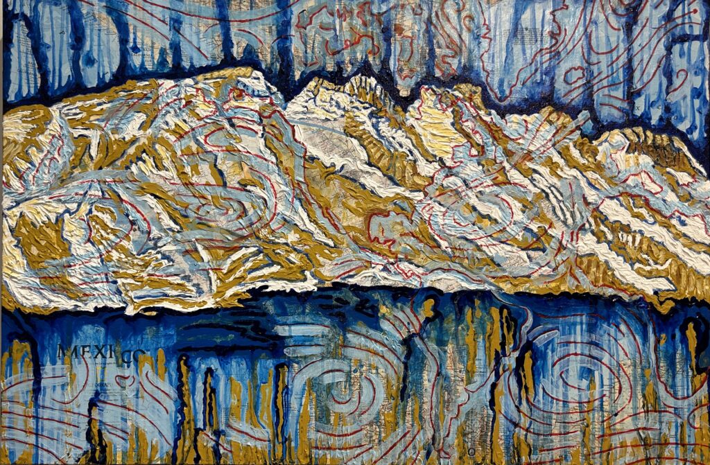 acrylic, collage on canvas, 24 x 36"