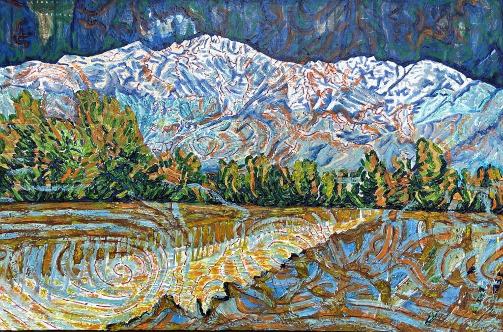 acrylic, collage on canvas, 24 x 36"